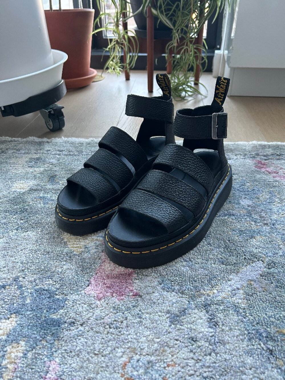 Dr. Martens Platform Sandals - Clarissa II Quad Black Leather - Size 7